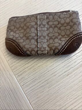 Coach Brown Monogram Canvas Coin Pouch